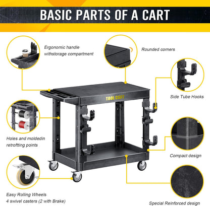 4 Tier Rolling Tool Cart on Wheels with Professional Tool Cart with Locking Drawer-Metal, 400LBS Load Capacity Heavy Duty Storage with Pegboard for Repair Shop, Garage, Warehouse, Workshop