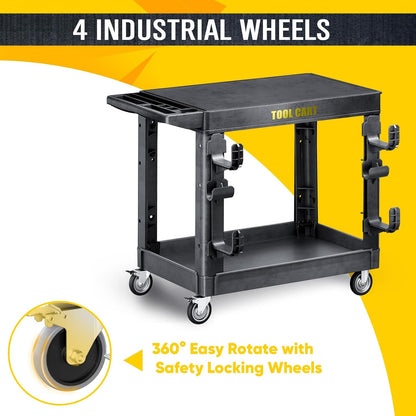 4 Tier Rolling Tool Cart on Wheels with Professional Tool Cart with Locking Drawer-Metal, 400LBS Load Capacity Heavy Duty Storage with Pegboard for Repair Shop, Garage, Warehouse, Workshop