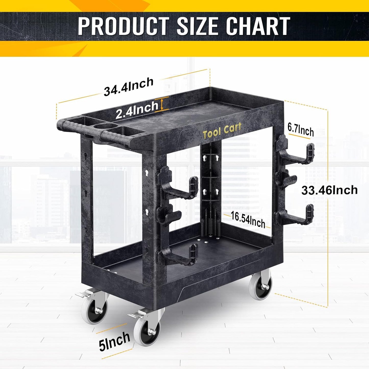 4 Tier Rolling Tool Cart on Wheels with Professional Tool Cart with Locking Drawer-Metal, 400LBS Load Capacity Heavy Duty Storage with Pegboard for Repair Shop, Garage, Warehouse, Workshop