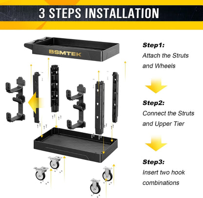 4 Tier Rolling Tool Cart on Wheels with Professional Tool Cart with Locking Drawer-Metal, 400LBS Load Capacity Heavy Duty Storage with Pegboard for Repair Shop, Garage, Warehouse, Workshop