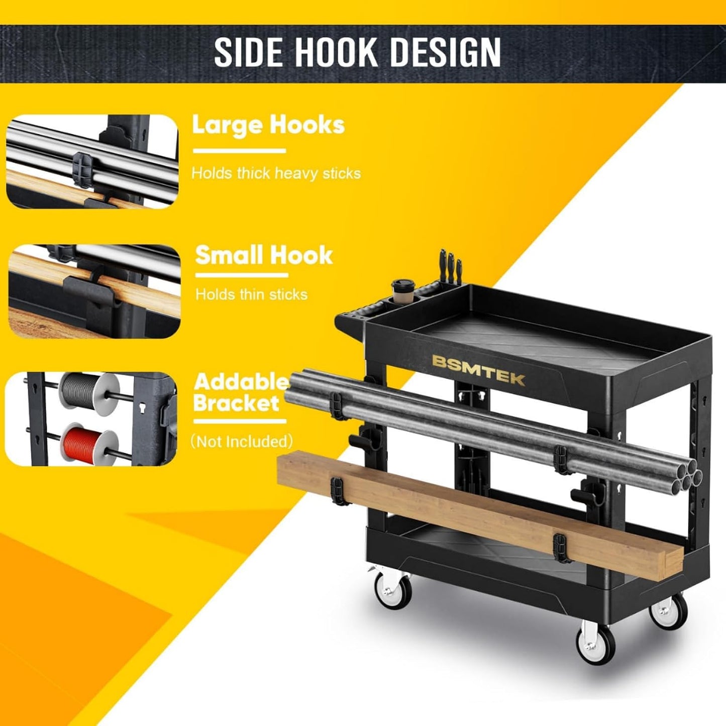 4 Tier Rolling Tool Cart on Wheels with Professional Tool Cart with Locking Drawer-Metal, 400LBS Load Capacity Heavy Duty Storage with Pegboard for Repair Shop, Garage, Warehouse, Workshop