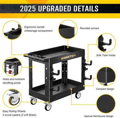 4 Tier Rolling Tool Cart on Wheels with Professional Tool Cart with Locking Drawer-Metal, 400LBS Load Capacity Heavy Duty Storage with Pegboard for Repair Shop, Garage, Warehouse, Workshop