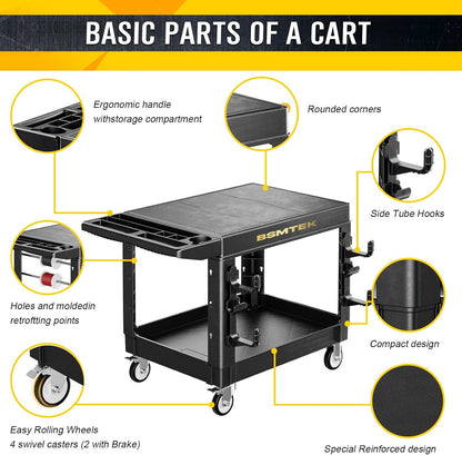 4 Tier Rolling Tool Cart on Wheels with Professional Tool Cart with Locking Drawer-Metal, 400LBS Load Capacity Heavy Duty Storage with Pegboard for Repair Shop, Garage, Warehouse, Workshop