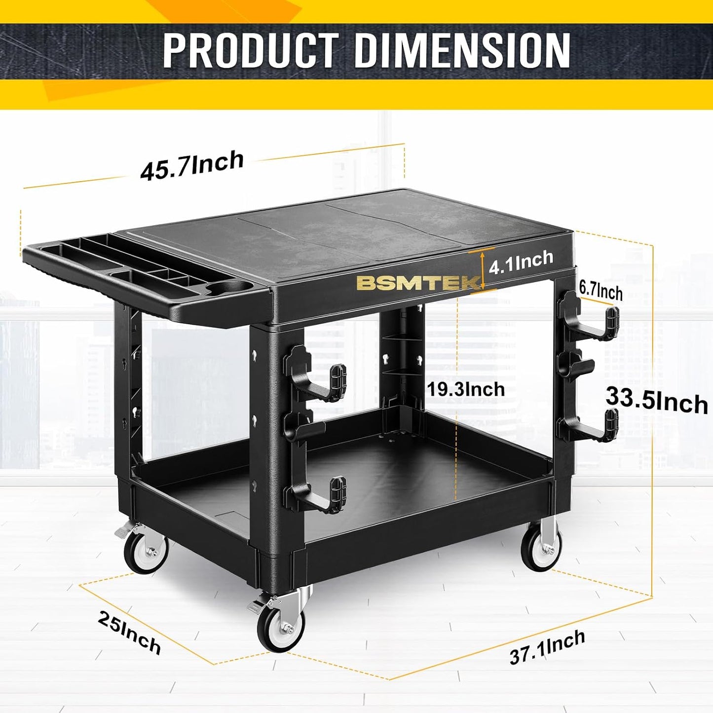 4 Tier Rolling Tool Cart on Wheels with Professional Tool Cart with Locking Drawer-Metal, 400LBS Load Capacity Heavy Duty Storage with Pegboard for Repair Shop, Garage, Warehouse, Workshop
