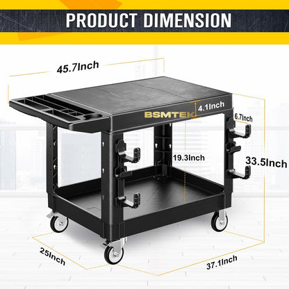4 Tier Rolling Tool Cart on Wheels with Professional Tool Cart with Locking Drawer-Metal, 400LBS Load Capacity Heavy Duty Storage with Pegboard for Repair Shop, Garage, Warehouse, Workshop