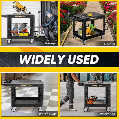 4 Tier Rolling Tool Cart on Wheels with Professional Tool Cart with Locking Drawer-Metal, 400LBS Load Capacity Heavy Duty Storage with Pegboard for Repair Shop, Garage, Warehouse, Workshop