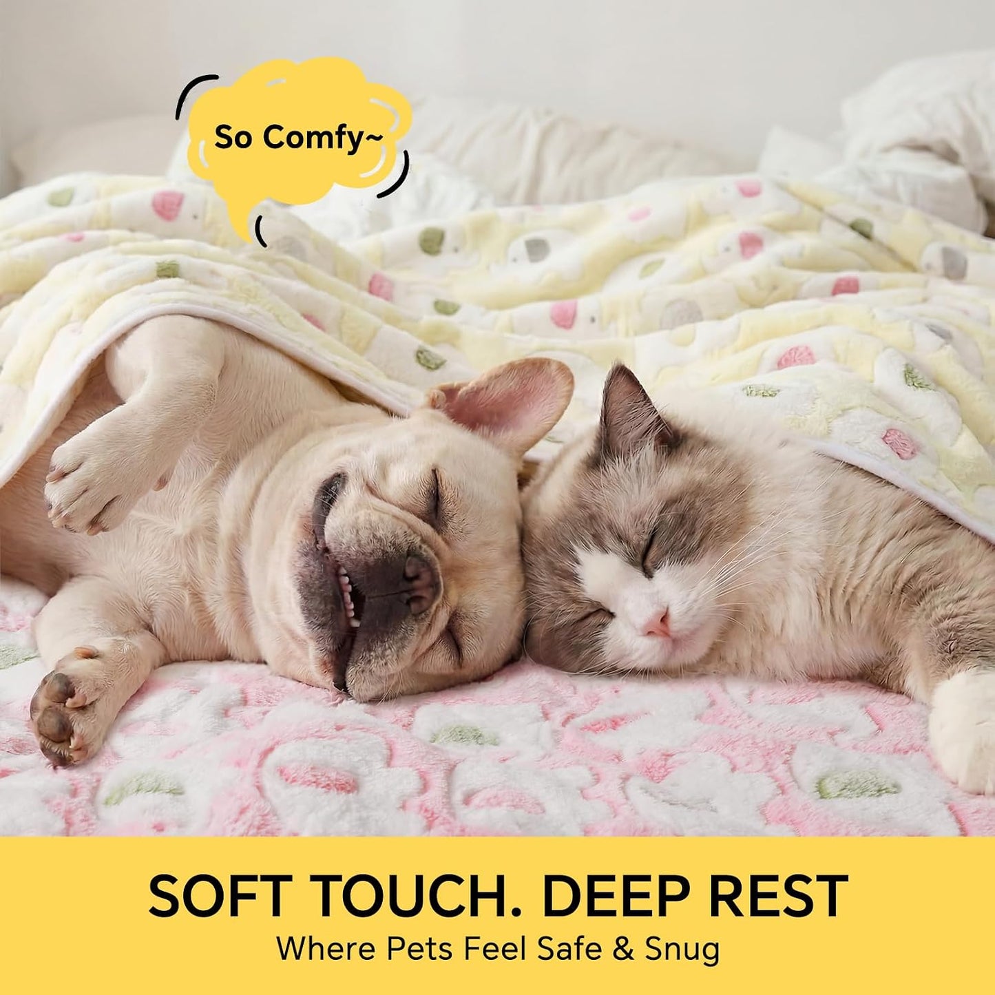 1 Pack 3 Blankets Super Soft Fluffy Premium Cute Elephant Pattern Pet Blanket Flannel Throw for Dog Puppy Cat Blue/Pink/Yellow Small(23x16 inch)