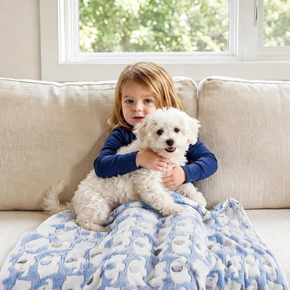 1 Pack 3 Blankets Super Soft Fluffy Premium Cute Elephant Pattern Pet Blanket Flannel Throw for Dog Puppy Cat Blue/Pink/Yellow Small(23x16 inch)