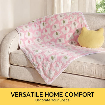 1 Pack 3 Blankets Super Soft Fluffy Premium Cute Elephant Pattern Pet Blanket Flannel Throw for Dog Puppy Cat Blue/Pink/Yellow Small(23x16 inch)