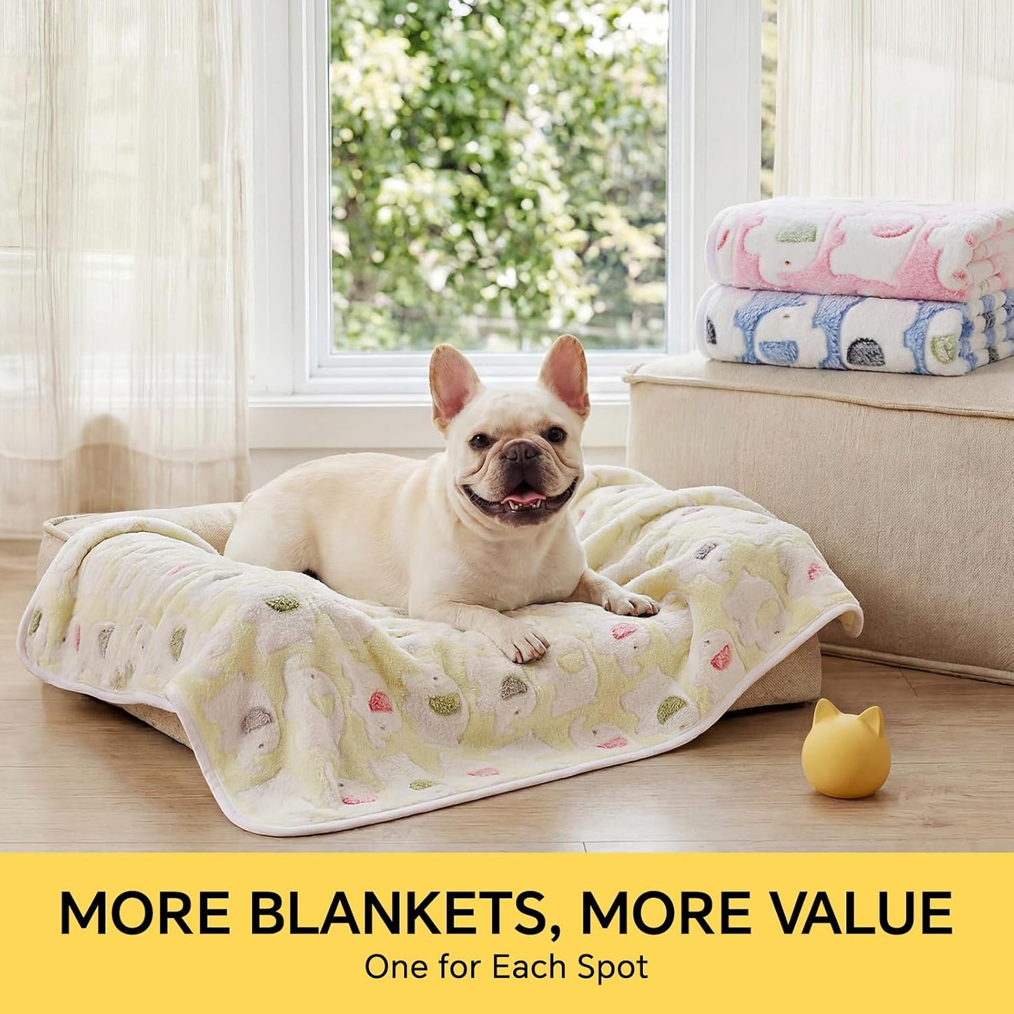 1 Pack 3 Blankets Super Soft Fluffy Premium Cute Elephant Pattern Pet Blanket Flannel Throw for Dog Puppy Cat Blue/Pink/Yellow Small(23x16 inch)