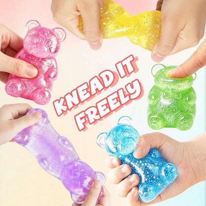 Bear Sugar Squishy Ball, Slow Rising High Density Stress Balls, Soft Sensory Toys Anxiety Relief Focus Toy for Kids Adults, Squeeze Balls Party for Favors Birthday Gifts (A-Yellow)