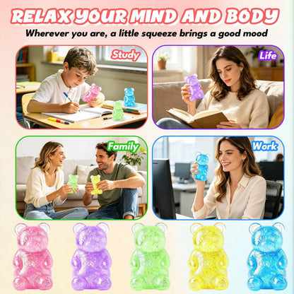 Bear Sugar Squishy Ball, Slow Rising High Density Stress Balls, Soft Sensory Toys Anxiety Relief Focus Toy for Kids Adults, Squeeze Balls Party for Favors Birthday Gifts (A-Yellow)