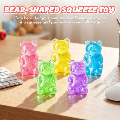 Bear Sugar Squishy Ball, Slow Rising High Density Stress Balls, Soft Sensory Toys Anxiety Relief Focus Toy for Kids Adults, Squeeze Balls Party for Favors Birthday Gifts (A-Yellow)