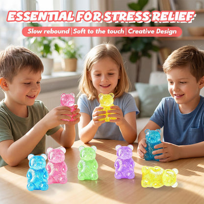 Bear Sugar Squishy Ball, Slow Rising High Density Stress Balls, Soft Sensory Toys Anxiety Relief Focus Toy for Kids Adults, Squeeze Balls Party for Favors Birthday Gifts (A-Yellow)