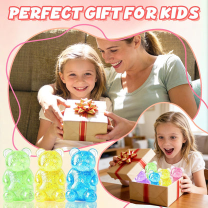Bear Sugar Squishy Ball, Slow Rising High Density Stress Balls, Soft Sensory Toys Anxiety Relief Focus Toy for Kids Adults, Squeeze Balls Party for Favors Birthday Gifts (A-Yellow)