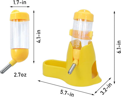 3 in 1 Hamster Water Bottle with Food Bowl Hideout Base 80ML, Yellow | Water dispenser, food container, hideout, stable base, easy to refill, for glass tank/cage, dwarf hamster/mouse/gerbil, 2.7oz