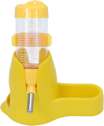 3 in 1 Hamster Water Bottle with Food Bowl Hideout Base 80ML, Yellow | Water dispenser, food container, hideout, stable base, easy to refill, for glass tank/cage, dwarf hamster/mouse/gerbil, 2.7oz