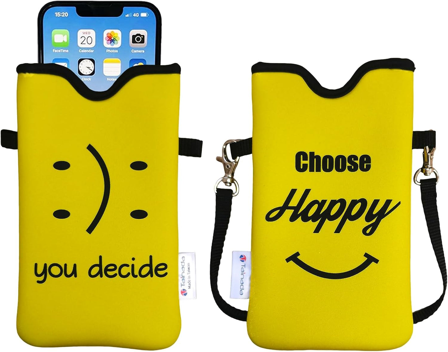 Neoprene Phone Pouch w/Crossbody, Neck Lanyard (You Decide Yellow) | For Men/Women. Compatible with iPhone 17/16 Pro Max, Air, 16e, 16/15 Plus; Samsung S26/S25, A57/56; Moto Razr Ultra, G Stylus