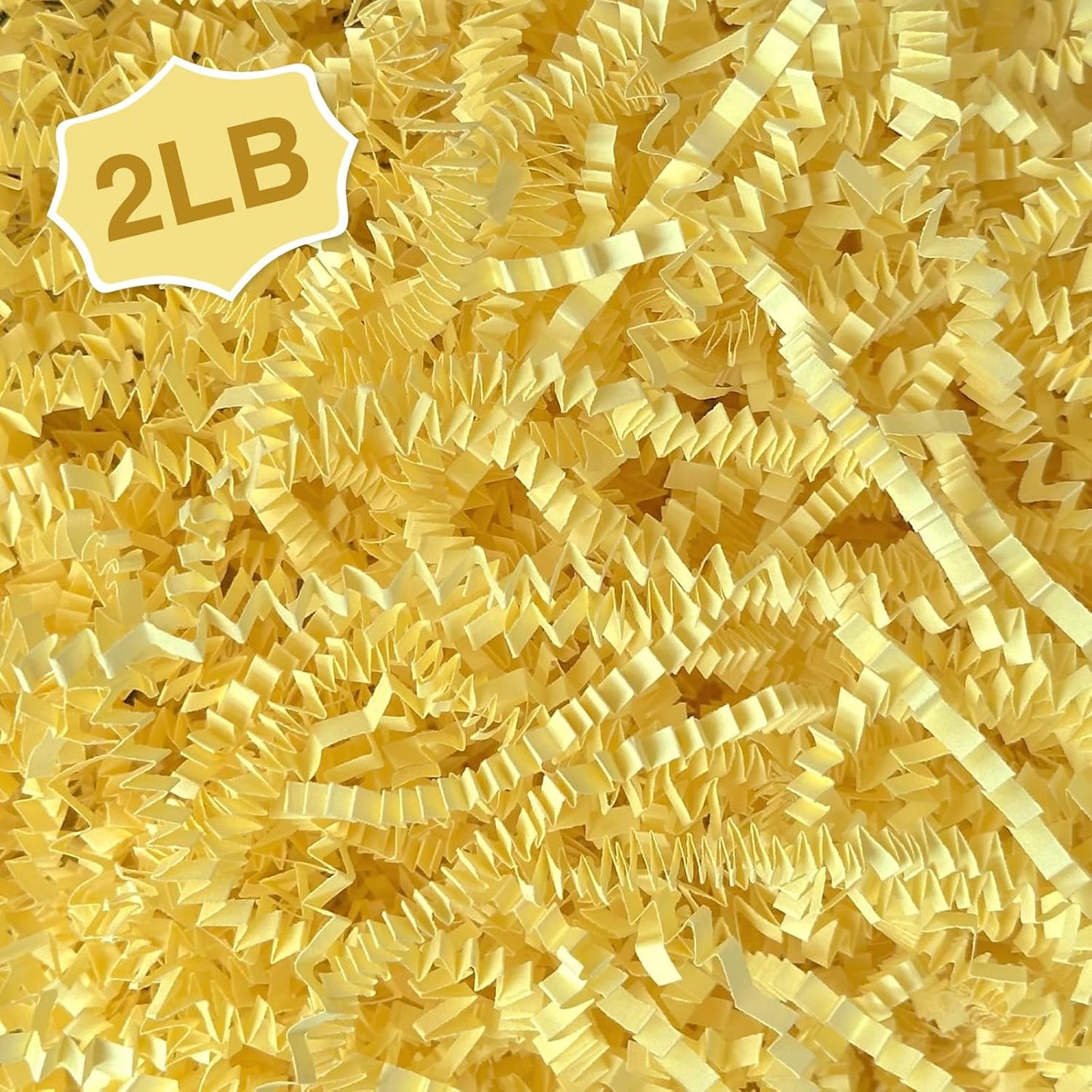 2LB Crinkle Paper Shred Filler for Gift Box Bag and Basket On Holidays (Light Yellow)