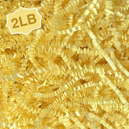 2LB Crinkle Paper Shred Filler for Gift Box Bag and Basket On Holidays (Light Yellow)