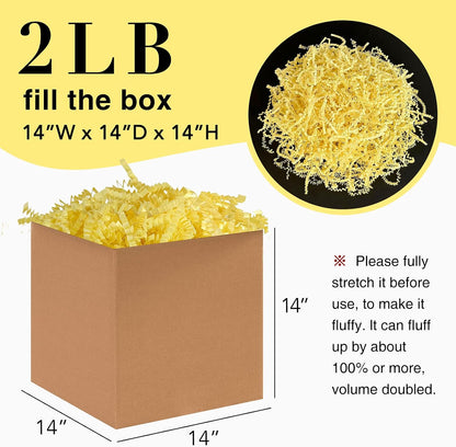 2LB Crinkle Paper Shred Filler for Gift Box Bag and Basket On Holidays (Light Yellow)