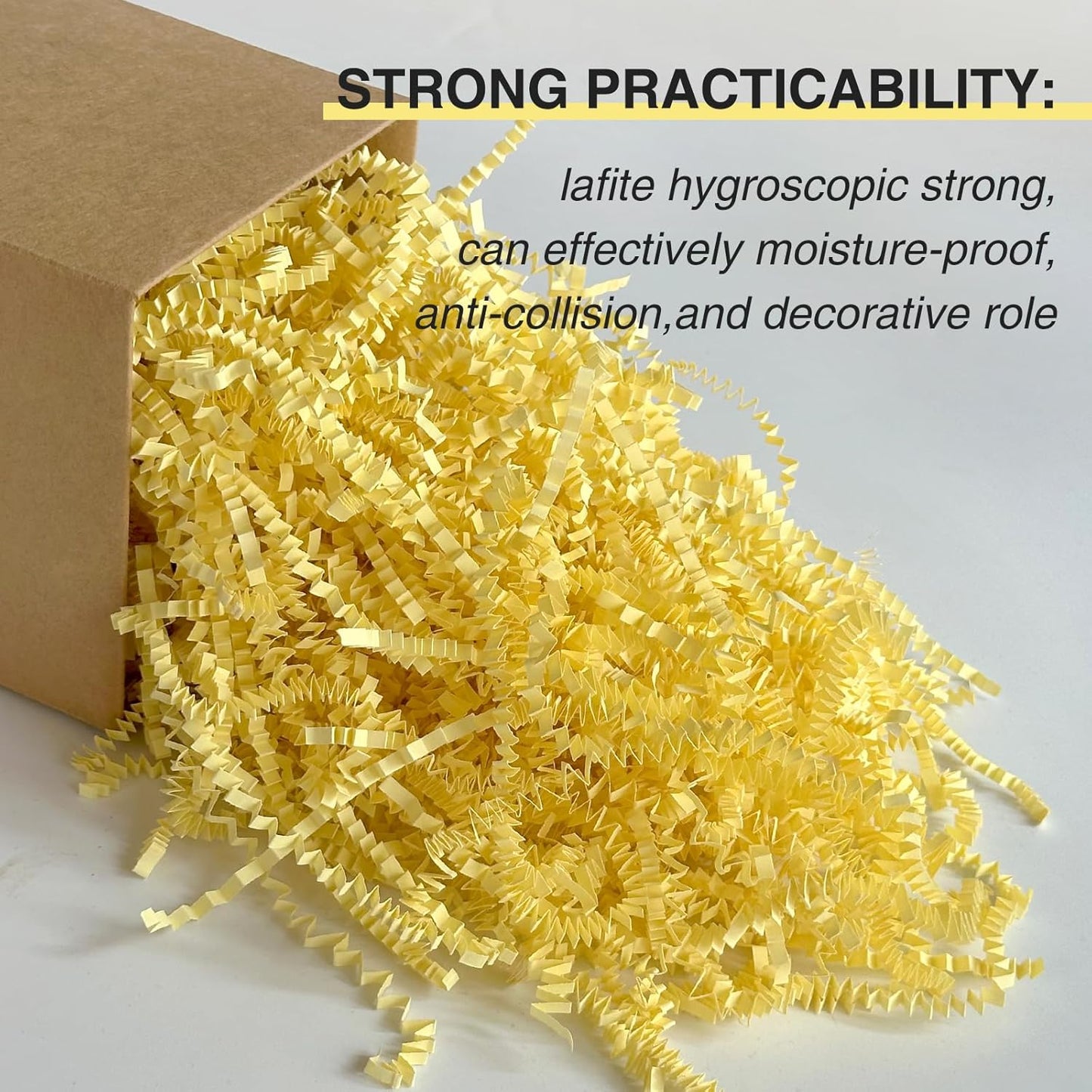2LB Crinkle Paper Shred Filler for Gift Box Bag and Basket On Holidays (Light Yellow)