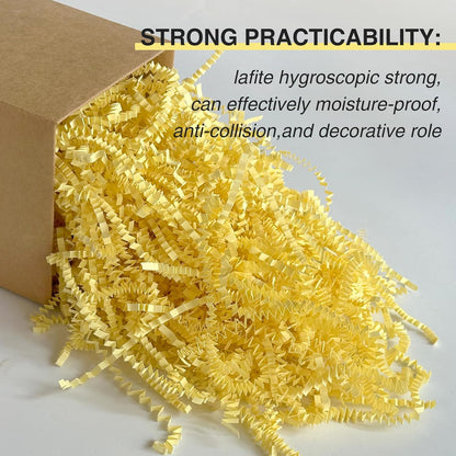 2LB Crinkle Paper Shred Filler for Gift Box Bag and Basket On Holidays (Light Yellow)