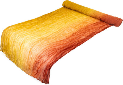 Multi Color Fade Cheesecloth Table Runner- These Boho, Natural, Light Cheesecloth Runners for Your Wedding, Shower, Party or Special Occasion (Rustic Earth & Boho) (Sunset Yellow to Red)