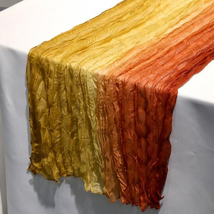 Multi Color Fade Cheesecloth Table Runner- These Boho, Natural, Light Cheesecloth Runners for Your Wedding, Shower, Party or Special Occasion (Rustic Earth & Boho) (Sunset Yellow to Red)