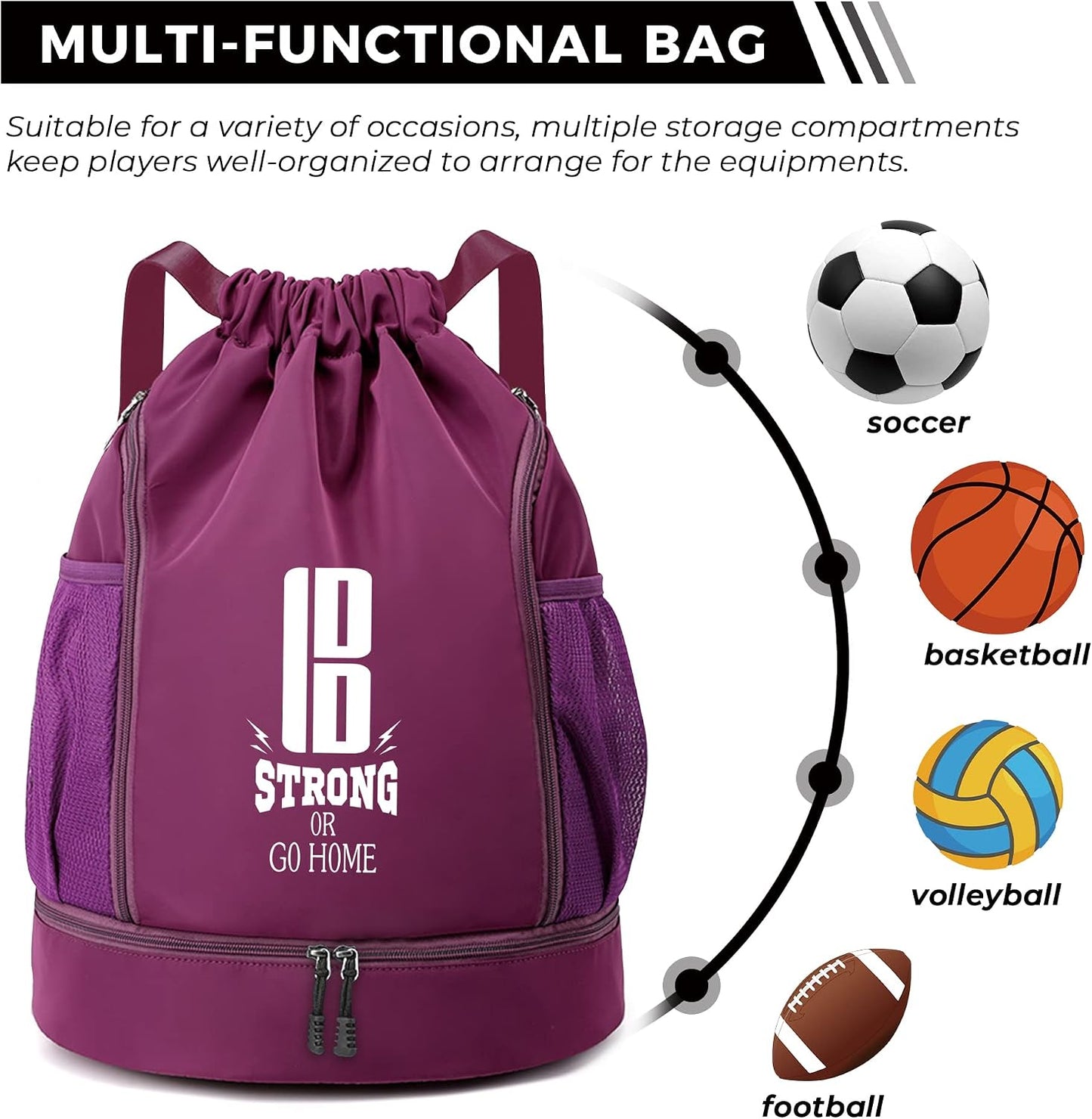 Youth Soccer Bags Boys Girls Backpack for Soccer Basketball Volleyball & Football with Ball Compartment