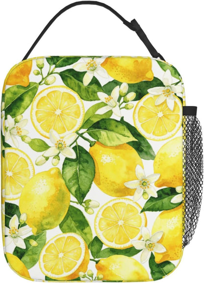 Yellow Lemon Lunch Bag for Women - Leak-Proof Cooler Lunch Containers for Sports, Travel, Hiking, Office