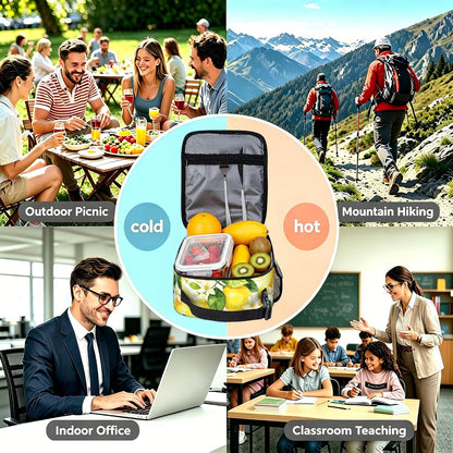 Yellow Lemon Lunch Bag for Women - Leak-Proof Cooler Lunch Containers for Sports, Travel, Hiking, Office