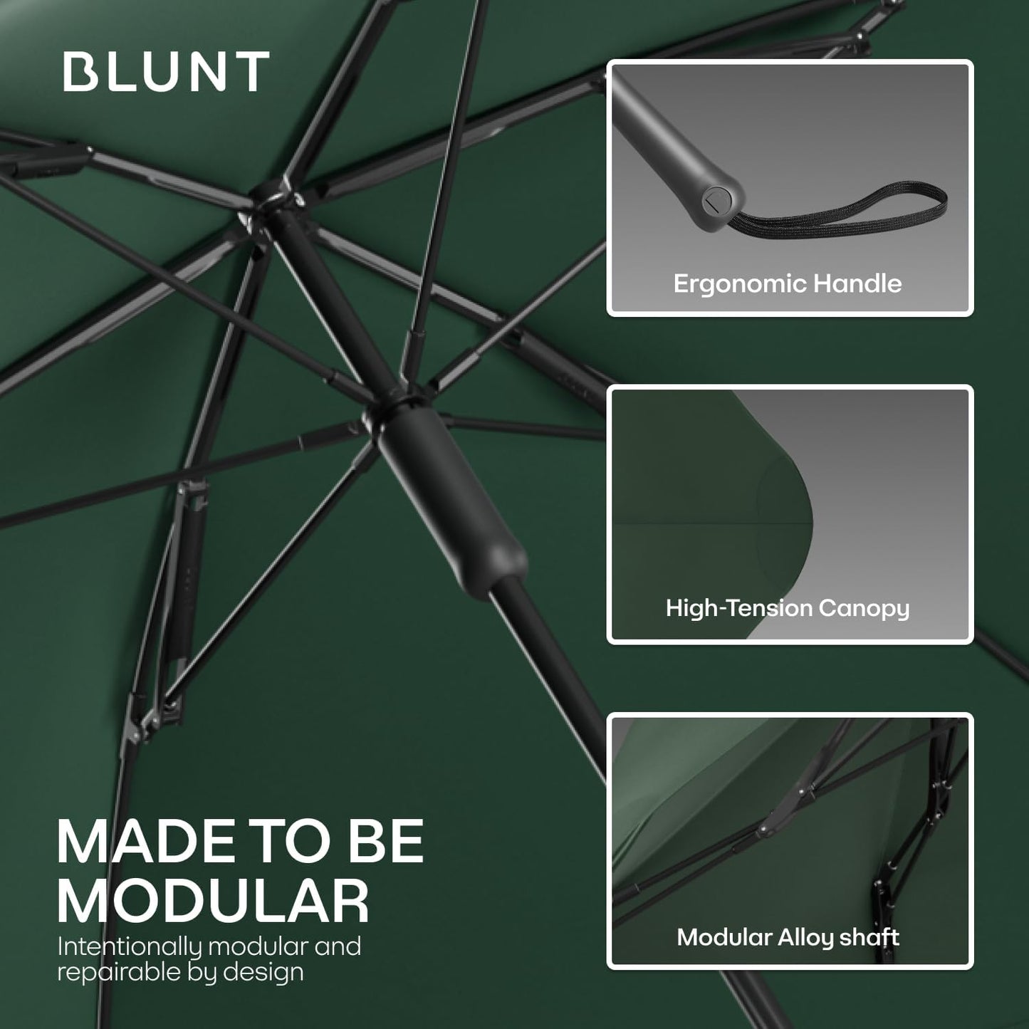 BLUNT Metro Windproof Travel Umbrella - 39" Compact Umbrella for Wind and Rain, Portable, Heavy Duty, UV Protection