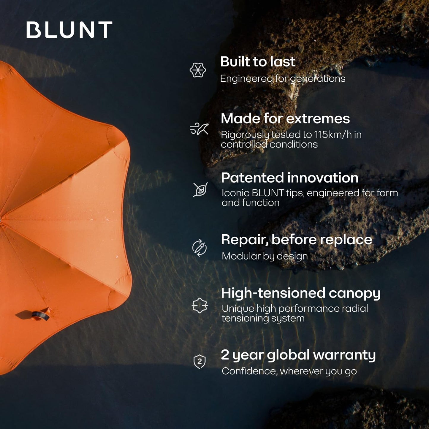 BLUNT Metro Windproof Travel Umbrella - 39" Compact Umbrella for Wind and Rain, Portable, Heavy Duty, UV Protection