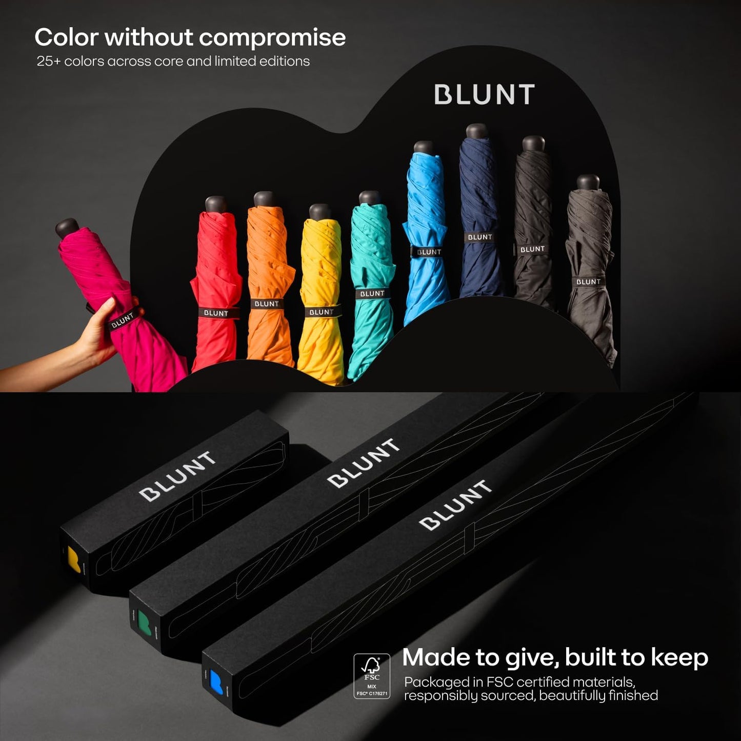 BLUNT Metro Windproof Travel Umbrella - 39" Compact Umbrella for Wind and Rain, Portable, Heavy Duty, UV Protection