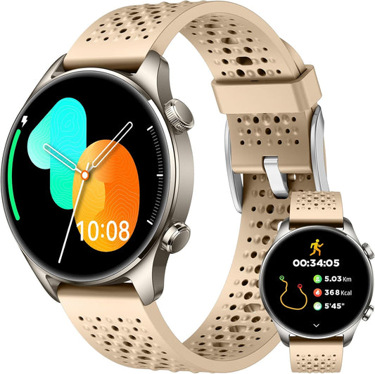 Smartwatch with GPS for Android iPhone 30m Waterproof Outdoor Watch | Fitness Watch for Women Men Bluetooth Call, 1.43" AMOLED Round Display, Heart Rate/Sleep/SpO2 Monitor, 100+ Sport Modes
