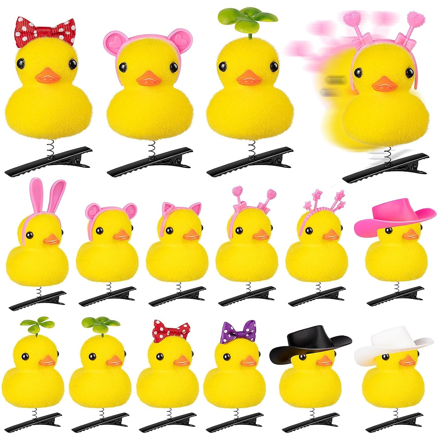 12 Pcs Duck Hair Clips, Cute Festival Rave Sprouts, Yellow Duck Hairpin Accessorie for School Home Party Props