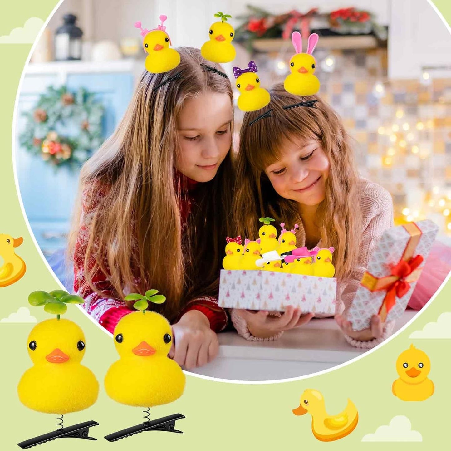 12 Pcs Duck Hair Clips, Cute Festival Rave Sprouts, Yellow Duck Hairpin Accessorie for School Home Party Props