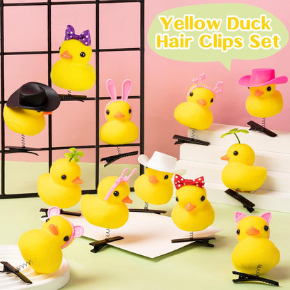 12 Pcs Duck Hair Clips, Cute Festival Rave Sprouts, Yellow Duck Hairpin Accessorie for School Home Party Props