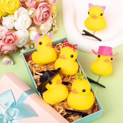 12 Pcs Duck Hair Clips, Cute Festival Rave Sprouts, Yellow Duck Hairpin Accessorie for School Home Party Props