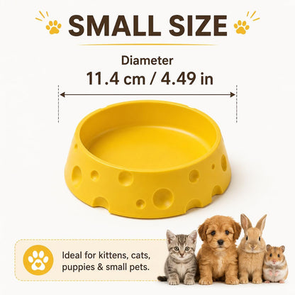 Feeder Cat Dog Bowl Cheese Shape Yellow | For Puppies and Small Breeds Feeding, Kittens