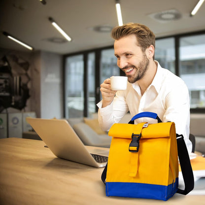 Insulated Lunch Bag Rolltop Lunch Box Tote Lunchbox Bag for Women, Men, Boys and Girls (Yellow)