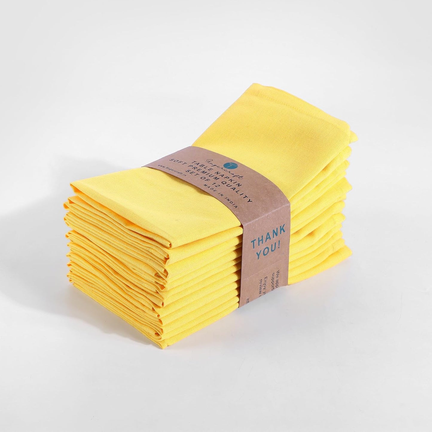 Dinner Cloth Napkin Cotton Linen Blend 12 Pack Natural Premium Quality Mitered Corner Every Day Wedding Christmas Pre Shrunk & Good Absorbency 18x18 inch Yellow