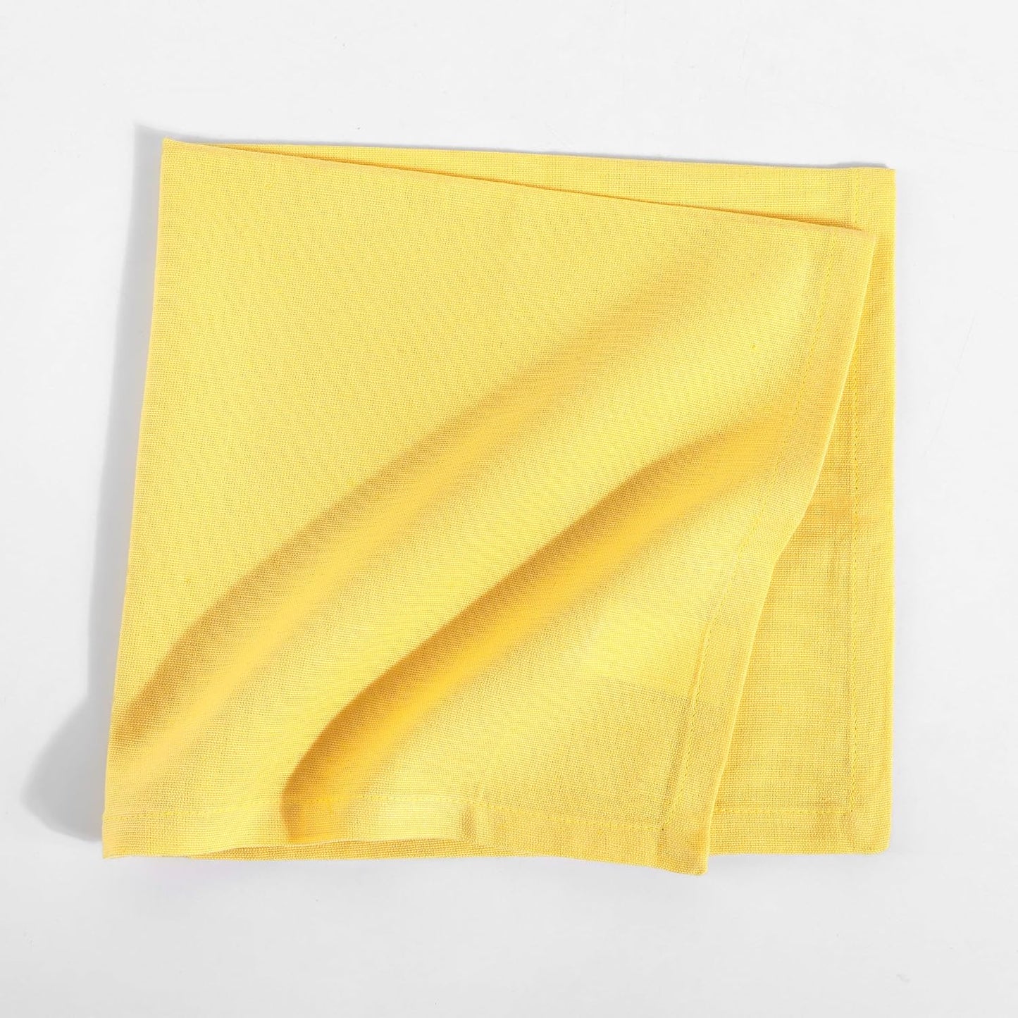 Dinner Cloth Napkin Cotton Linen Blend 12 Pack Natural Premium Quality Mitered Corner Every Day Wedding Christmas Pre Shrunk & Good Absorbency 18x18 inch Yellow