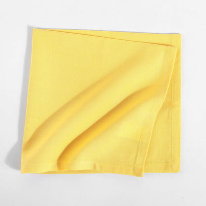 Dinner Cloth Napkin Cotton Linen Blend 12 Pack Natural Premium Quality Mitered Corner Every Day Wedding Christmas Pre Shrunk & Good Absorbency 18x18 inch Yellow