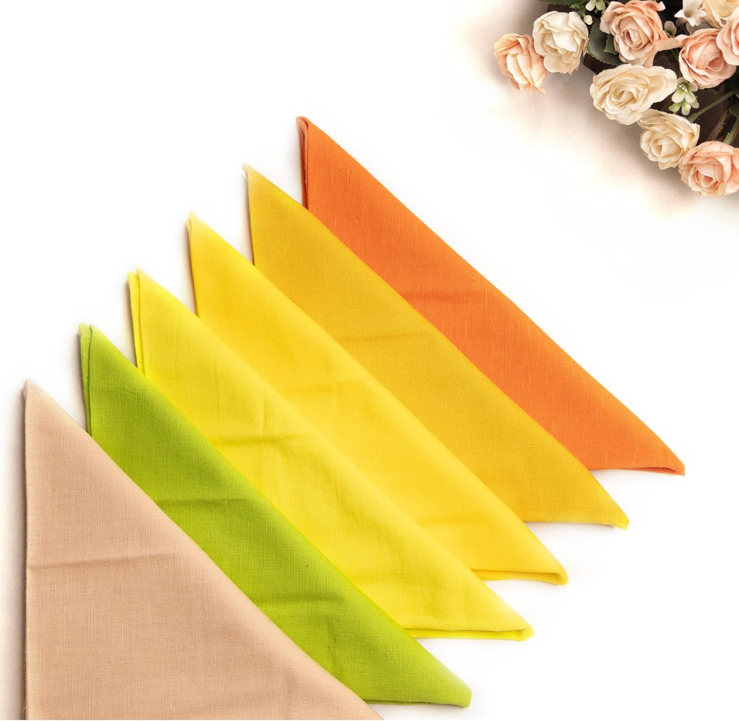 Dinner Cloth Napkin Cotton Linen Blend 12 Pack Natural Premium Quality Mitered Corner Every Day Wedding Christmas Pre Shrunk & Good Absorbency 18x18 inch Yellow
