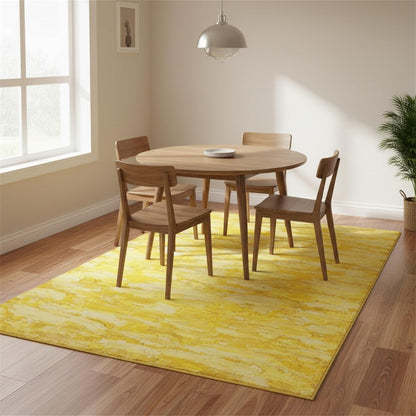 Minimalist Abstract Oil Painting Texture Livingroom Rugs 6x9 Modern Bright Yellow Art Deco Aesthetic Area Rug for Bedroom Dining Room Soft Washable Non Skid Big Carpet Thin Entryway Floor Mats