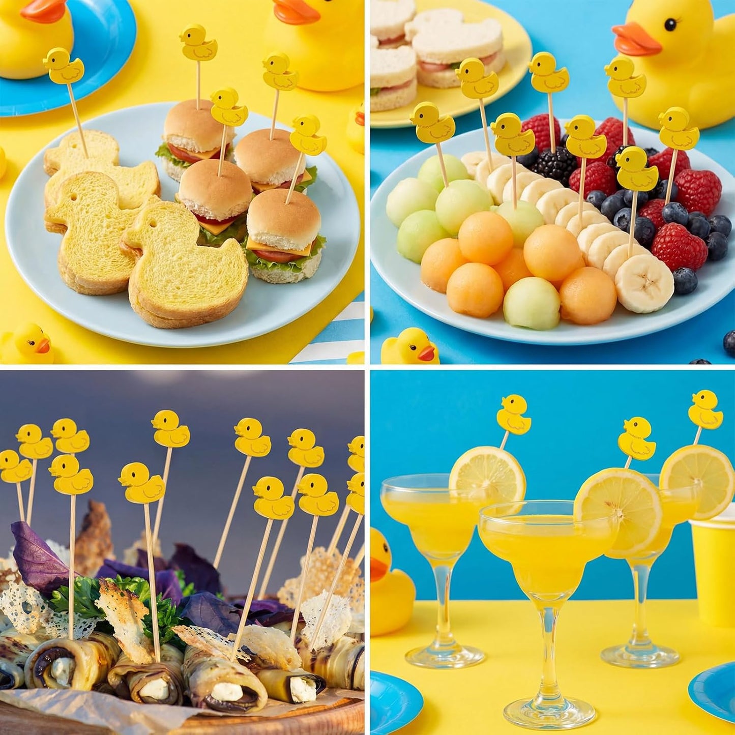 800 Pcs Yellow Duck Cocktail Picks for Food Fruits Dessert Handmade Bamboo Toothpicks Appetizer Skewers Cocktail Sticks for Duck Birthday Beach Holiday Party Supplies Baby Shower Decorations