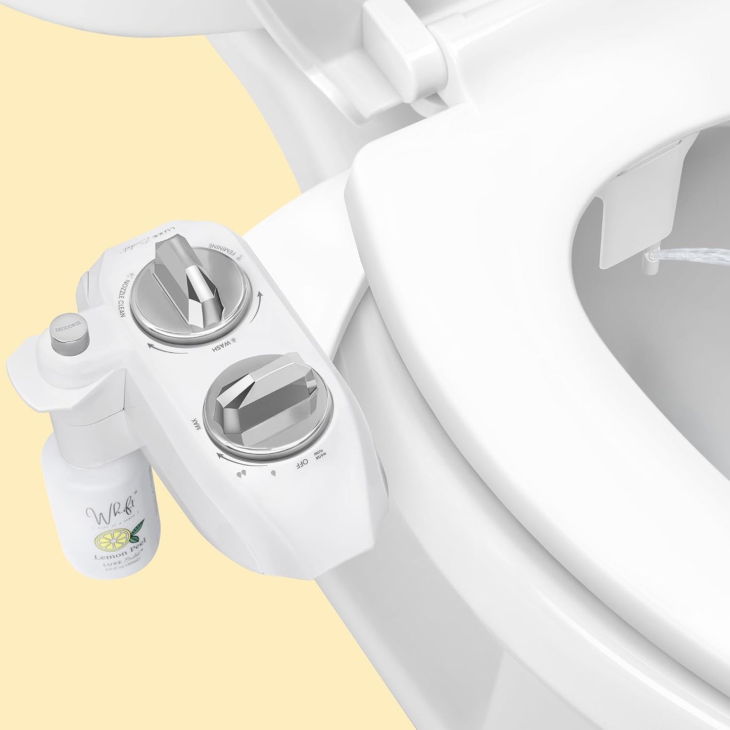 Whift 185 Bidet With Built-In Deodorizing Spray, Non-Electric Cold Water Bidet Attachment For Toilet Seat, Lemon Spray Included, Easy Slide-In Install, Rear & Feminine Wash (Chrome)