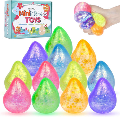 12 Pcak Fidget Stress Balls, Slow Rising Stress Ball for Kids Adults | Hand Therapy Sensory Squishy Ball,Bulk Squishy Squeeze Ball Set and Birthday Party